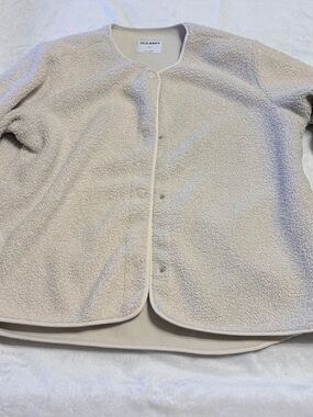 Old Navy Cream Round-Neck Teddy Snap Jacket